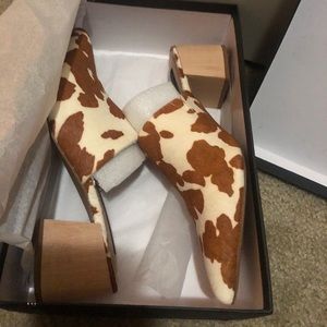 New in Box Fannie Cow Printed Mules